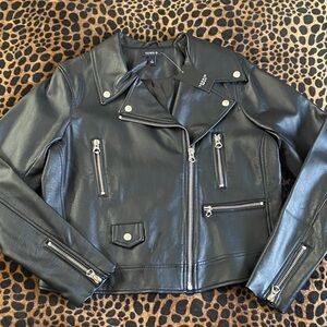 Torrid Black Leather Biker Jacket Size 0 NWT